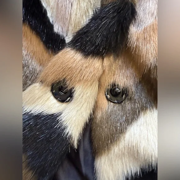 TopShop Multicolor Chevron Faux Fur Coat - Picture 5 of 13